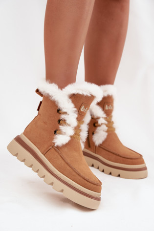 Lee Cooper moteriški natūralios zomšos sniego batai LCJ-25-01-3738 Camel
