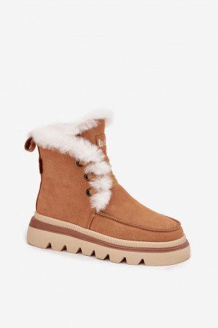 Lee Cooper moteriški natūralios zomšos sniego batai LCJ-25-01-3738 Camel 2