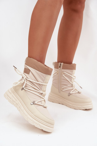 Lee Cooper LCJ-25-44-3931 smėlio spalvos moteriški sniego batai su užtrauktuku