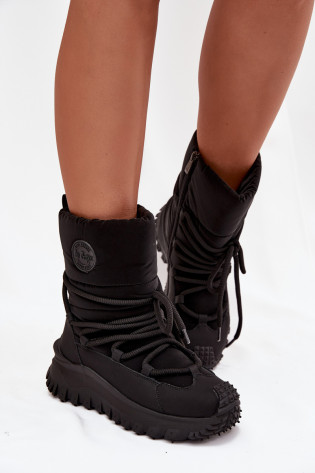Lee Cooper LCJ-25-12-3660 odiniai sniego batai su platforma, juodi