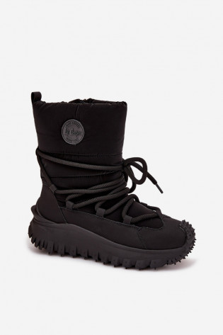 Lee Cooper LCJ-25-12-3660 odiniai sniego batai su platforma, juodi