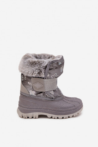 Lee Cooper LCJ-25-10-3788 pilki vaikiški sniego batai su kailiu ir lipnia juosta