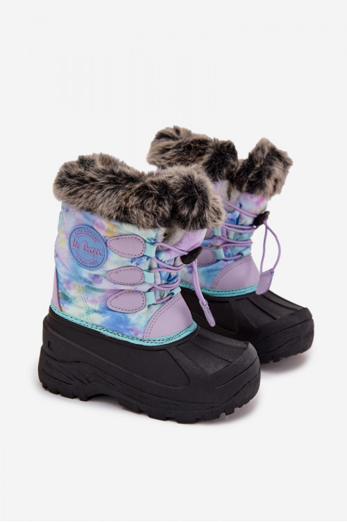 Lee Cooper LCJ-25-10-3778 violetiniai mergaitiški sniego batai su kailiu ir rankogaliais