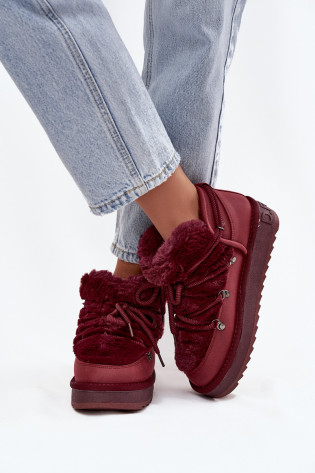 D.Franklin DFSH370011 bordo spalvos žema platforma sniego batai su kailiu