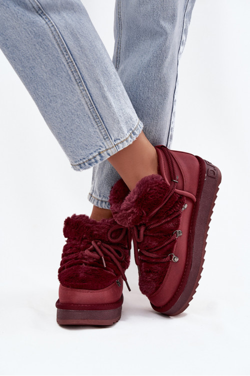 D.Franklin DFSH370011 bordo spalvos žema platforma sniego batai su kailiu