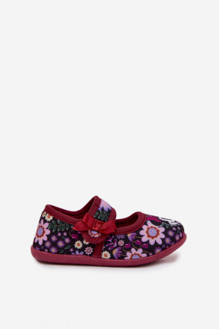 Šlepetės mergaitėms su balerina MINNIE MOUSE Burgundiško vyno Nomi