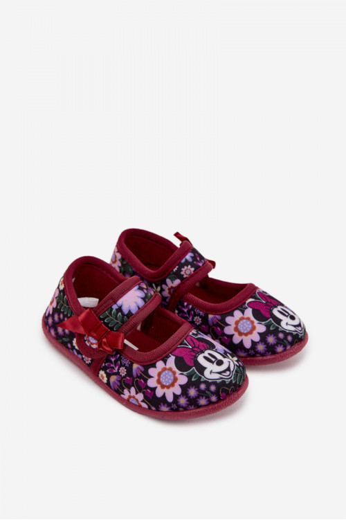 Šlepetės mergaitėms su balerina MINNIE MOUSE Burgundiško vyno Nomi