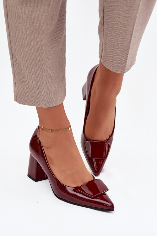 „Isoline“ bordo spalvos lakuotos odos bateliai su papuošimais