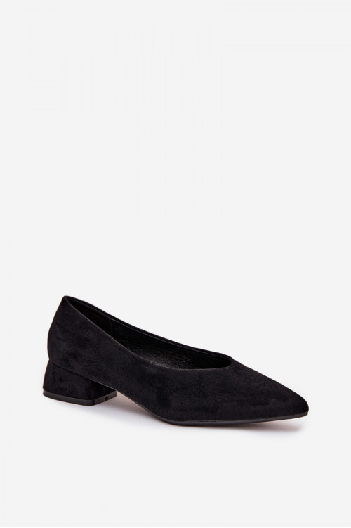 Juodi „Karielle Eco Suede“ bateliai su blokiniu kulnu