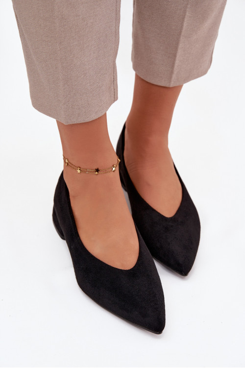 Juodi „Karielle Eco Suede“ bateliai su blokiniu kulnu