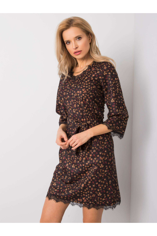 Suknelė-LK-SK-508408.12X-juoda ir smėlio spalvos