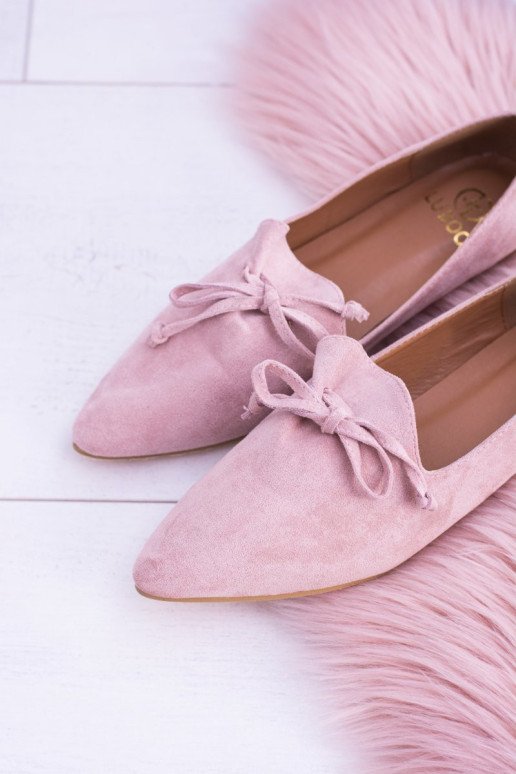 Lu Boo Pink Balerinas Pointed Lords Suede Feliciano