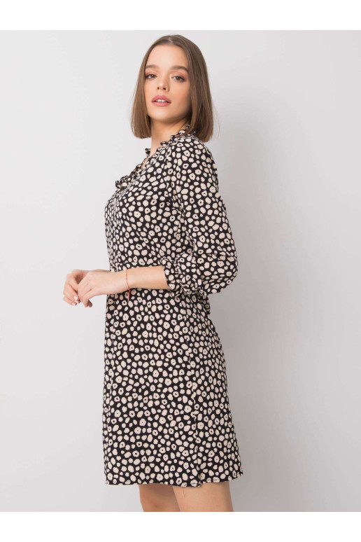 Suknelė-WN-SK-R817.66-juoda ir smėlio spalvos