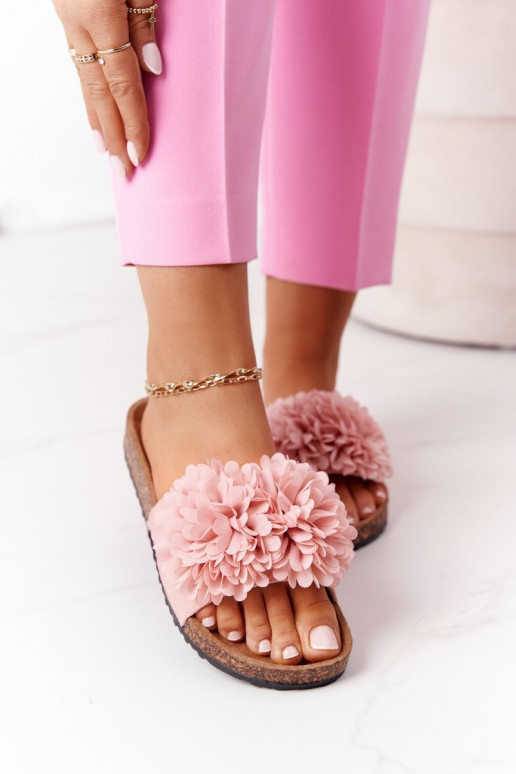 Šlepetės ant kamštienos pado Pink Flowerbomb