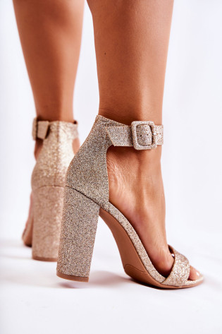 Moteriškos „stiletto“ sandalai, tamsūs auksiniai... 2