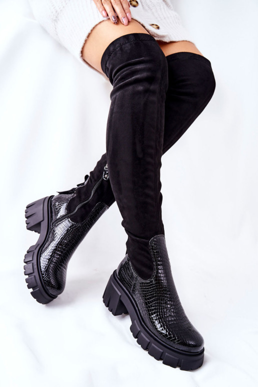 Odiniai batai Maciejka Crocodile Black 05260-01
