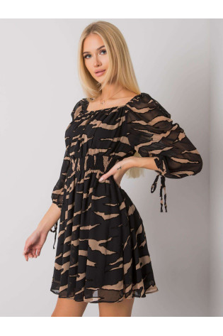 Suknelė-LC-SK-22K-3040.19P-juoda ir smėlio spalvos