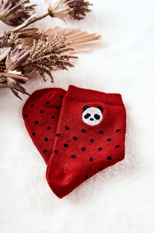 Vaikiškos kojinės taškeliais Panda Red