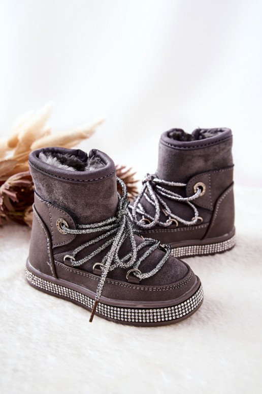 Vaikiški sniego batai su cirkoniais Grey Wellma