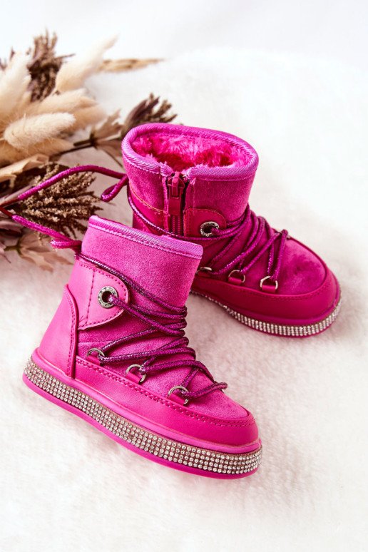Vaikiški sniego batai su cirkoniais Fuchsia Wellma