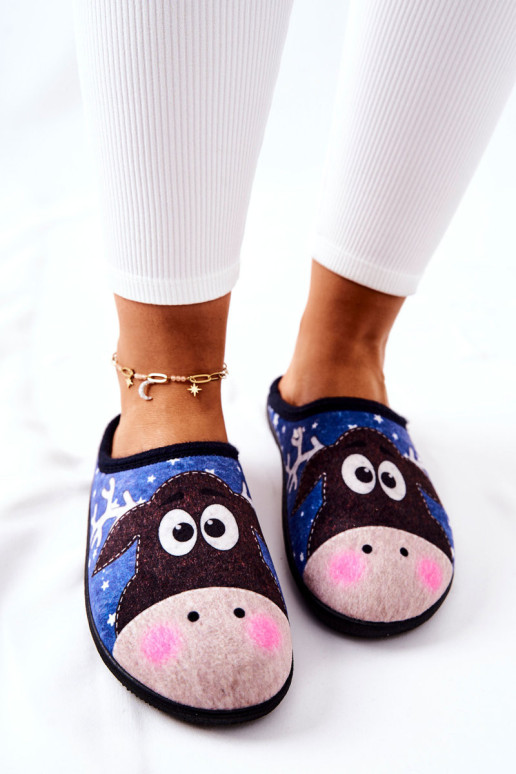 Šildančios šlepetės Modelis Reindeer Blue Elodie
