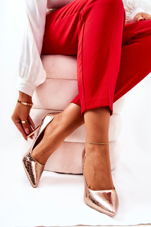 Snake Pattern Stilettos Pink Gold Tissoria