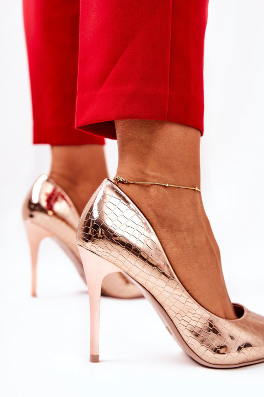 Snake Pattern Stilettos Pink Gold Tissoria