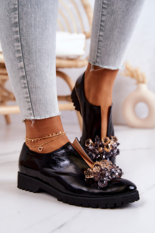Elegantiški odiniai batai su ornamentu Black Cindy