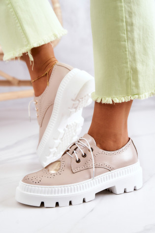Odiniai batai su širdelėmis Beige Curtis