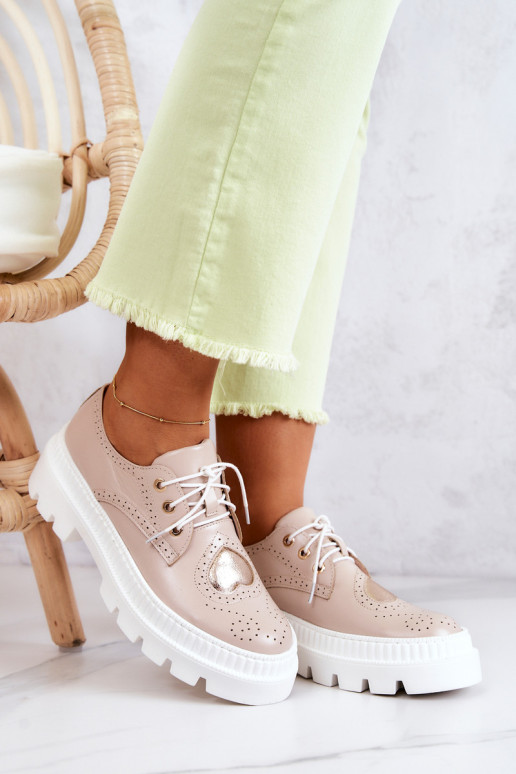 Odiniai batai su širdelėmis Beige Curtis