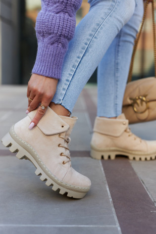 Zomšiniai Trapper Boots Pakopiniai Šviesiai smėlio...